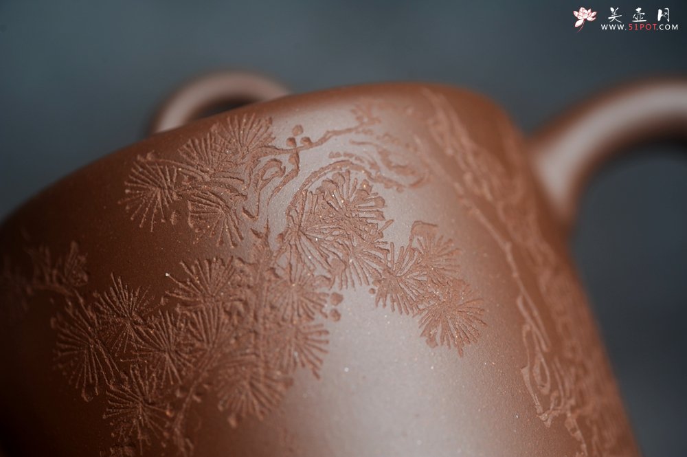 紫砂壶图片：美壶特惠 潜力股王静然 优质文革紫泥双圈壶 君子风 装饰文雅 - 美壶网