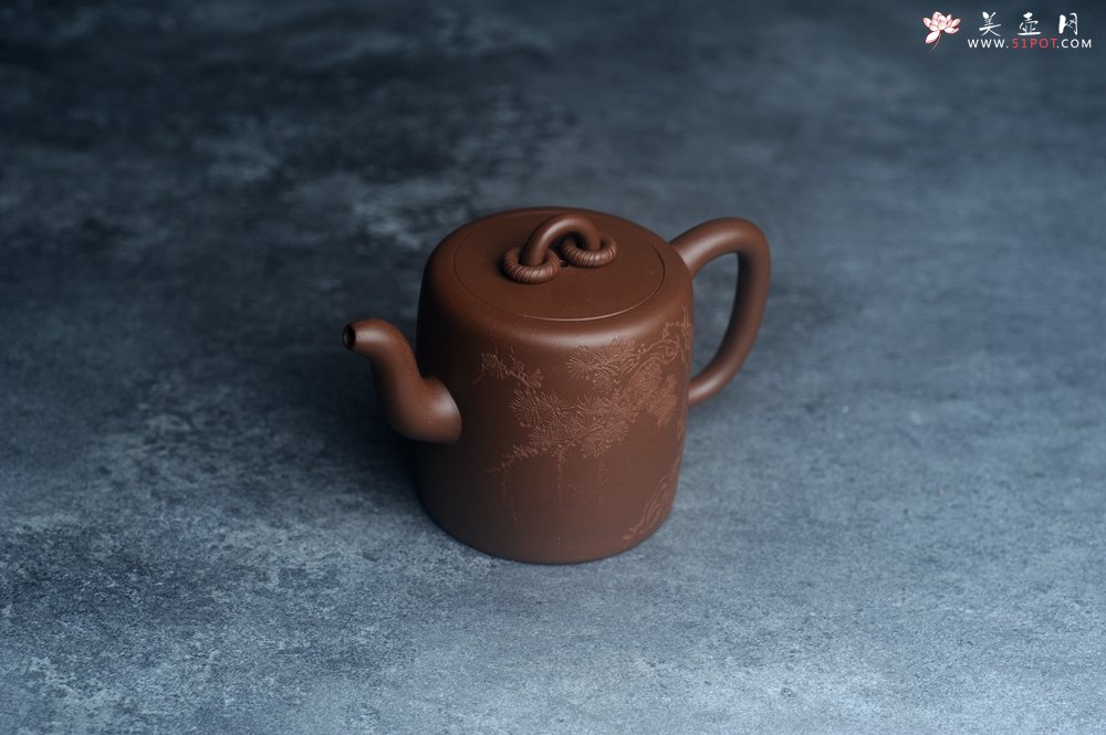紫砂壶图片：美壶特惠 潜力股王静然 优质文革紫泥双圈壶 君子风 装饰文雅 - 美壶网