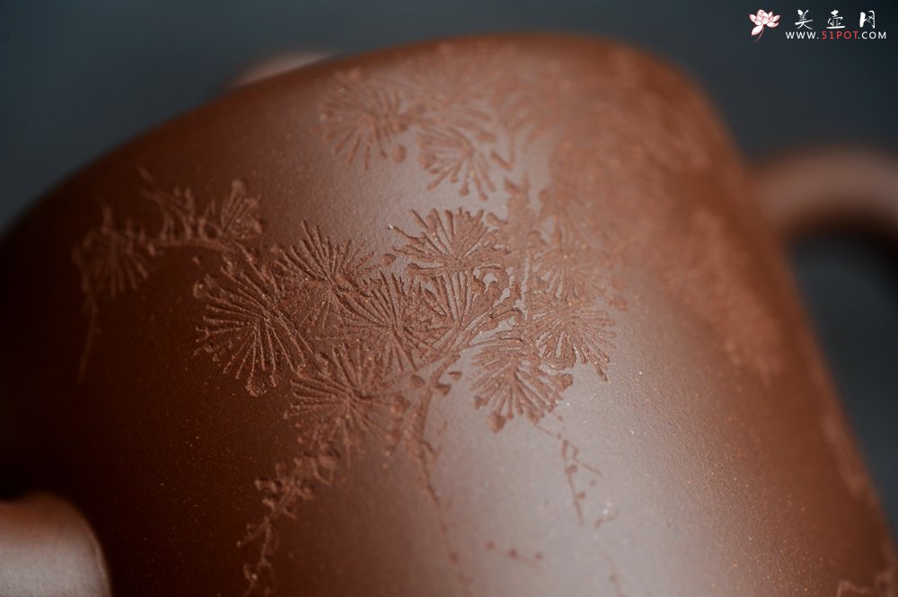 紫砂壶图片：美壶特惠 潜力股王静然 优质文革紫泥双圈壶 君子风 装饰文雅 - 美壶网