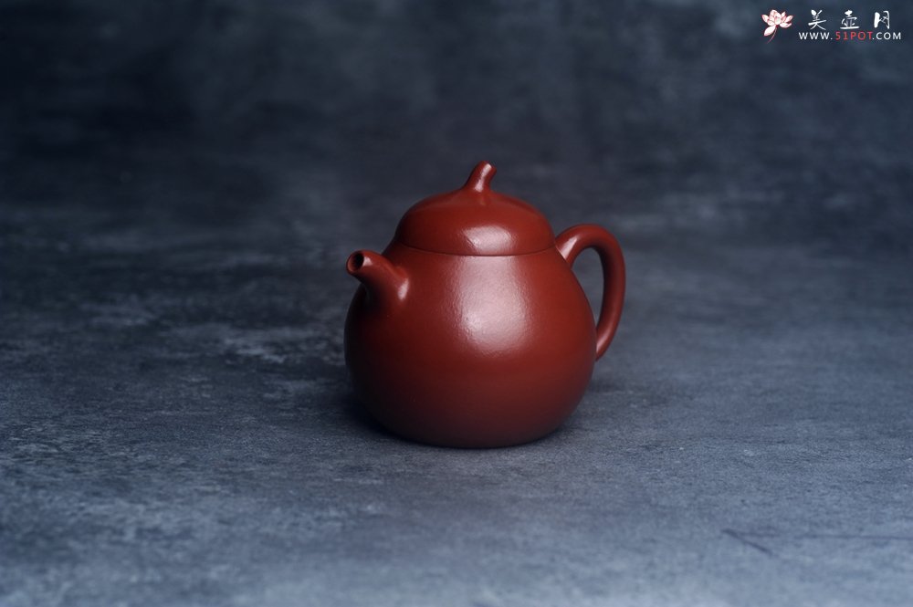 紫砂壶图片：美壶特惠 油润大红袍朱泥茄瓜壶 特文气 - 美壶网