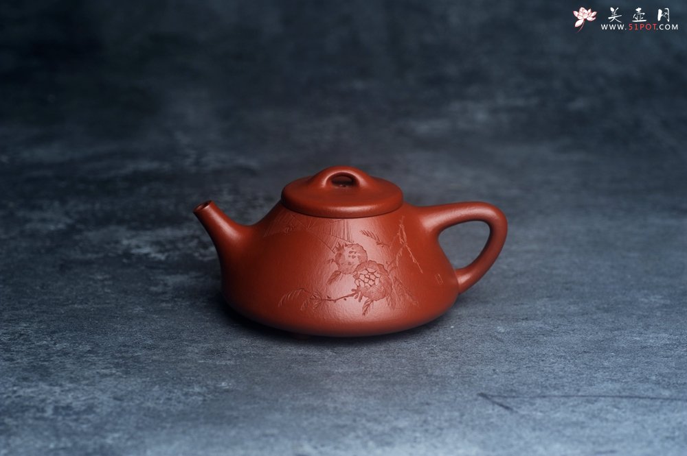 紫砂壶图片：精品老朱泥子冶石瓢 文气装饰 期待与您结缘 - 美壶网