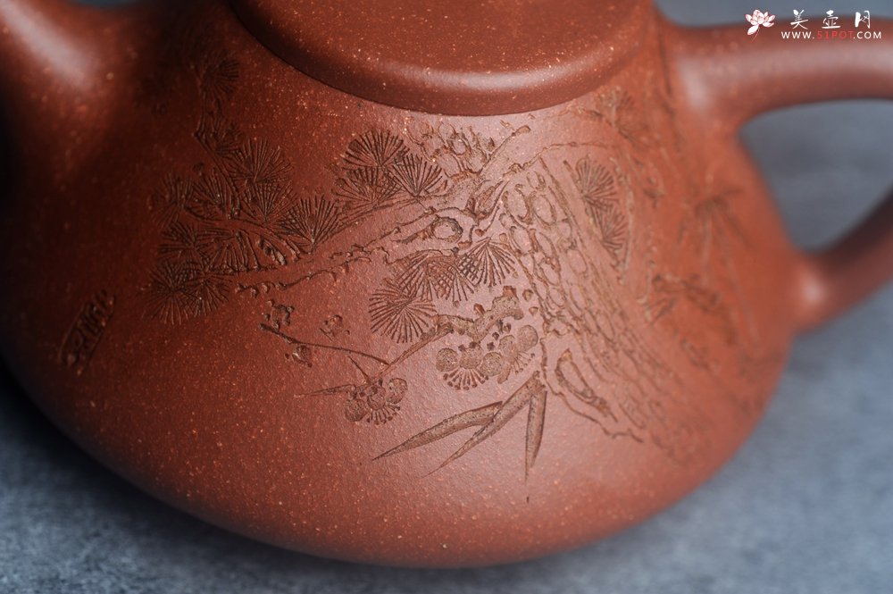 紫砂壶图片：潜力股周小培全手工降坡泥子冶石瓢 范小君徒杨志超装饰岁寒三友 特文气 - 美壶网