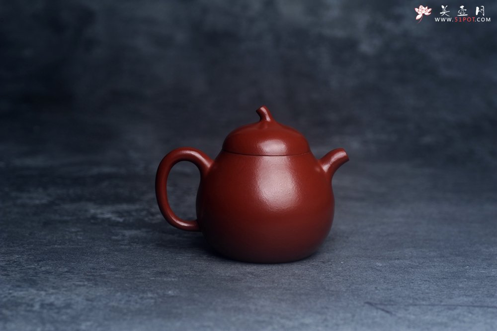 紫砂壶图片：美壶特惠 油润大红袍朱泥茄瓜壶 特文气 - 美壶网