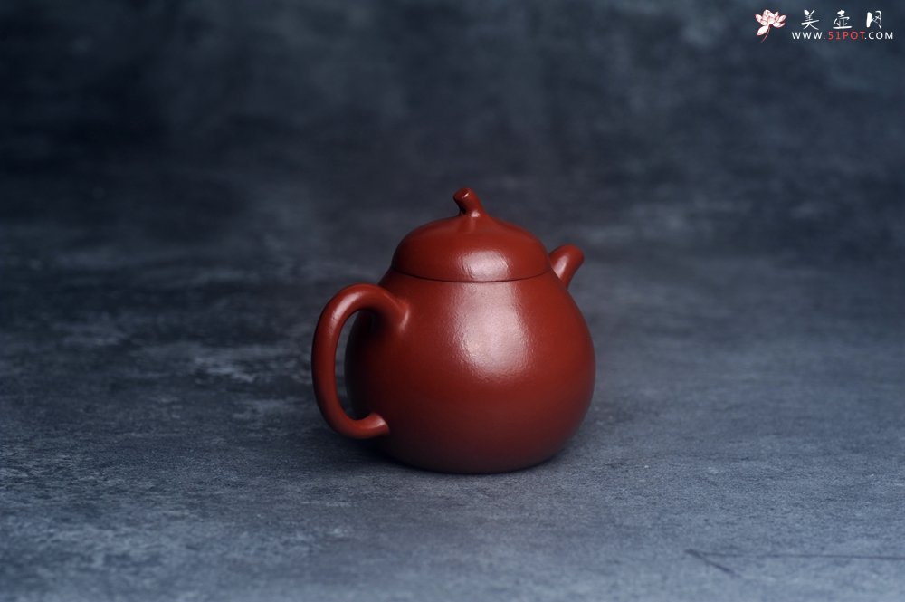 紫砂壶图片：美壶特惠 油润大红袍朱泥茄瓜壶 特文气 - 美壶网