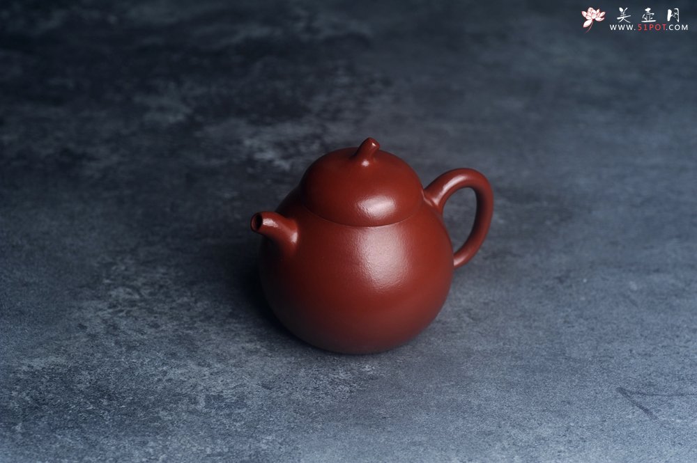 紫砂壶图片：美壶特惠 油润大红袍朱泥茄瓜壶 特文气 - 美壶网