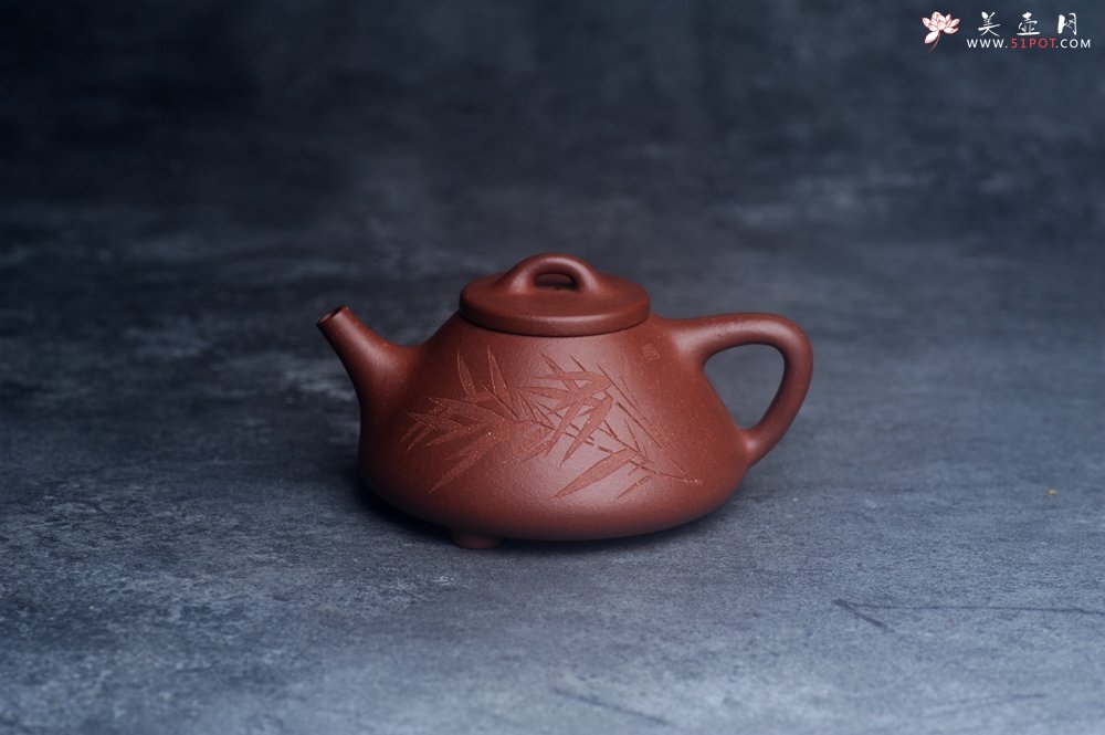紫砂壶图片：美壶福利特惠 精致特好降坡泥子冶石瓢 刻竹 特文气 - 美壶网