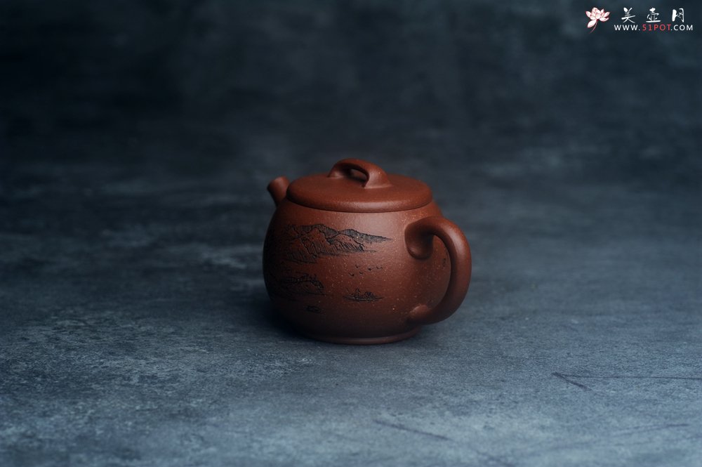 紫砂壶图片：美壶特惠 精致特好降坡泥桥钮巨轮壶 茶人醉爱 - 美壶网