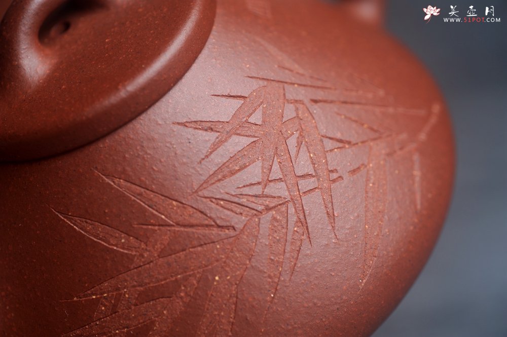 紫砂壶图片：美壶福利特惠 精致特好降坡泥子冶石瓢 刻竹 特文气 - 美壶网