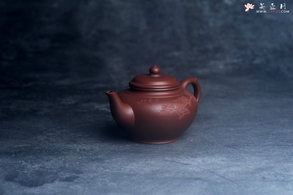 紫砂壶图片：美壶特惠 老紫泥听松笑樱 茶人醉爱 - 美壶网
