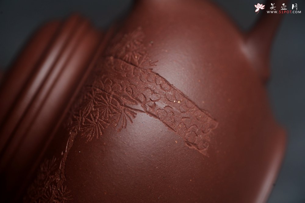 紫砂壶图片：美壶特惠 老紫泥听松笑樱 茶人醉爱 - 美壶网