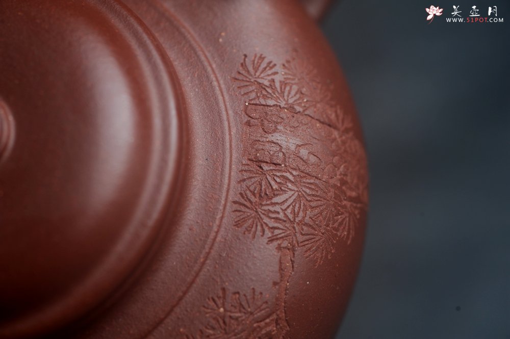 紫砂壶图片：美壶特惠 老紫泥听松笑樱 茶人醉爱 - 美壶网