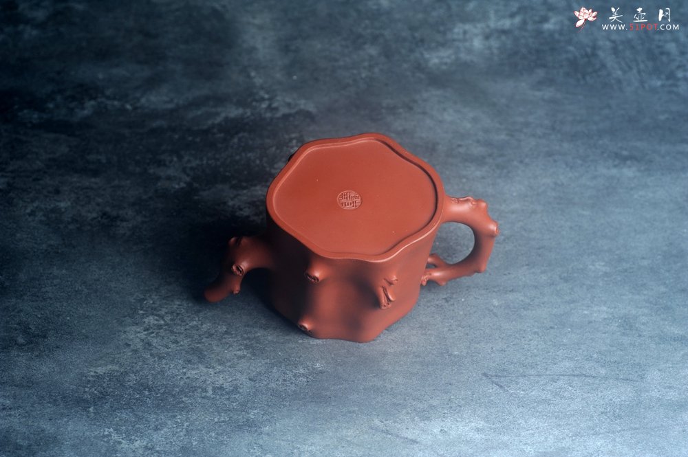 紫砂壶图片：美壶特惠 紫砂厂老艺人查建英全手工小红泥梅桩壶 茶人醉爱 - 美壶网