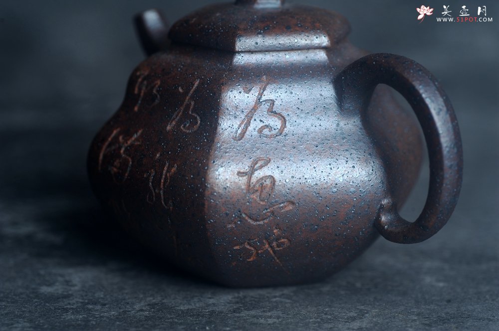 紫砂壶图片：美壶特惠 柴烧六方福禄葫芦紫砂壶 茶人醉爱 - 美壶网