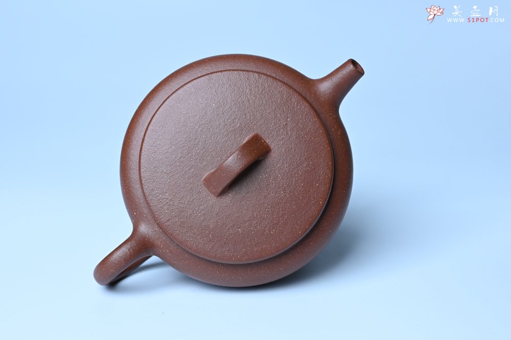 紫砂壶图片：美壶特惠 优质红降坡泥大口玉扁壶 茶人醉爱 - 美壶网