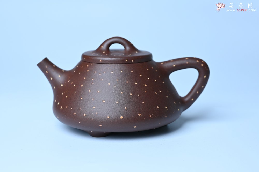 紫砂壶图片：潜力股周小培 特好老紫泥铺砂全手工子冶石瓢 - 美壶网