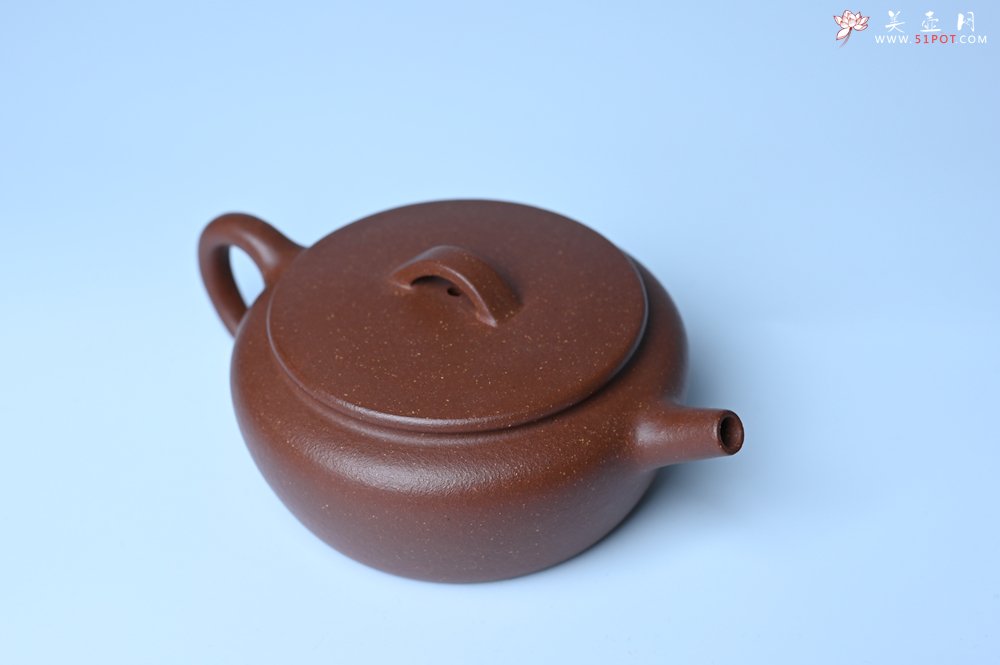 紫砂壶图片：美壶特惠 优质红降坡泥大口玉扁壶 茶人醉爱 - 美壶网