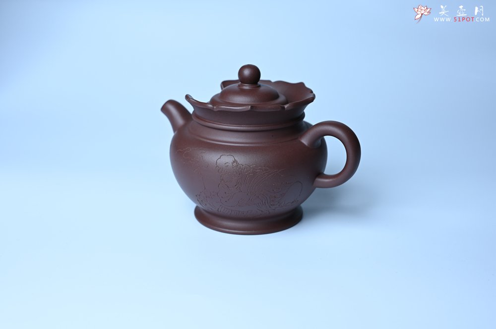 紫砂壶图片：实力派工艺师周斌 老紫泥精工僧帽壶 - 美壶网