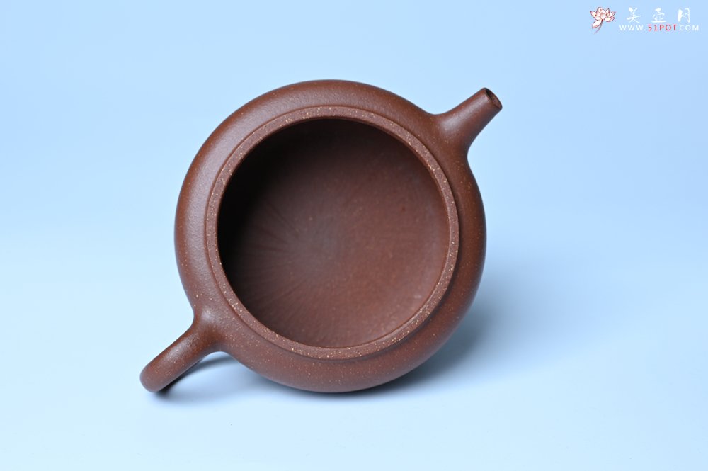 紫砂壶图片：美壶特惠 优质红降坡泥大口玉扁壶 茶人醉爱 - 美壶网