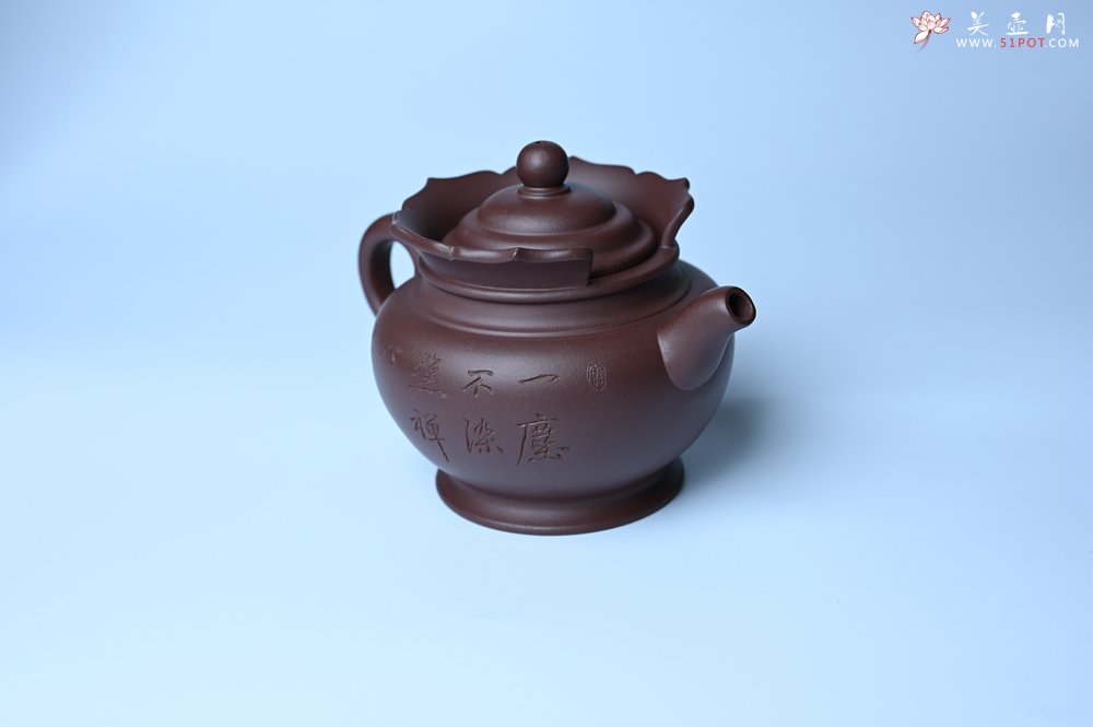 紫砂壶图片：实力派工艺师周斌 老紫泥精工僧帽壶 - 美壶网