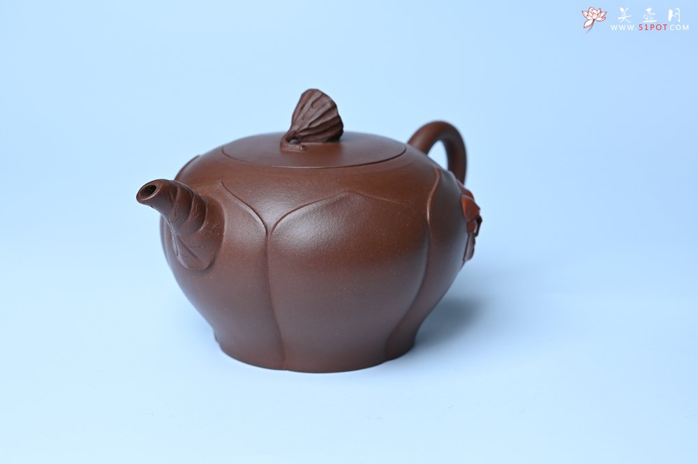 紫砂壶图片：美壶特惠 贴花活灵活现 精致荷花壶 茶人醉爱 - 美壶网