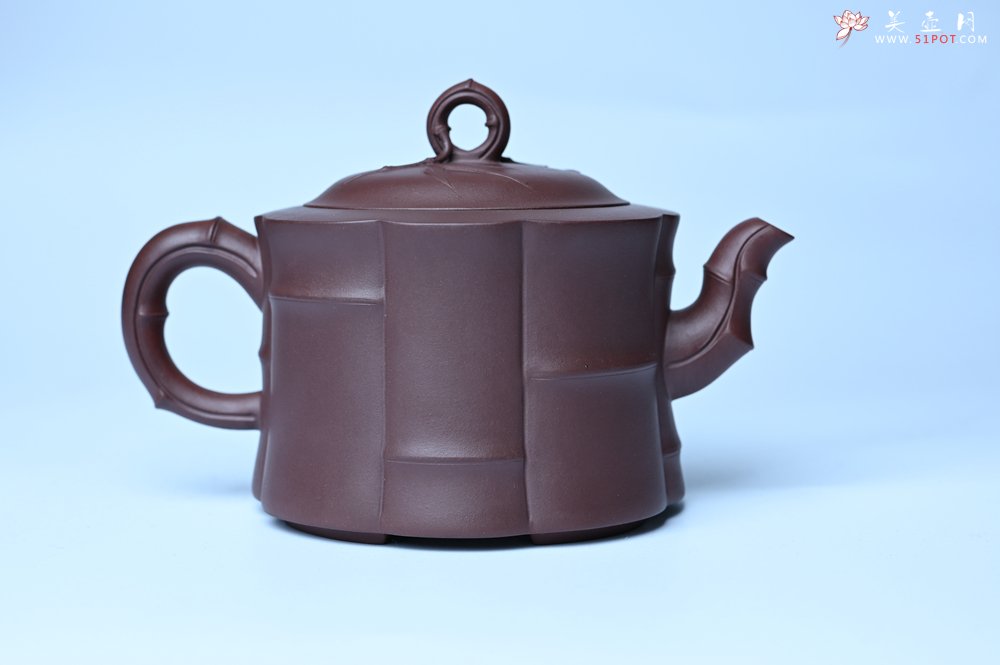 紫砂壶图片：美壶特惠 紫砂壶手工手制优质紫泥八段竹壶 茶人醉爱 - 美壶网