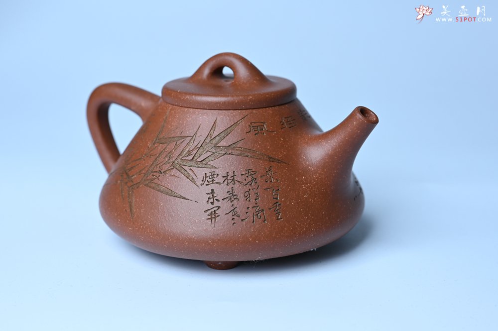 紫砂壶图片：潜力股周小培全手工降坡泥子冶石瓢 范小君徒杨志超装饰竹 特文气 - 美壶网