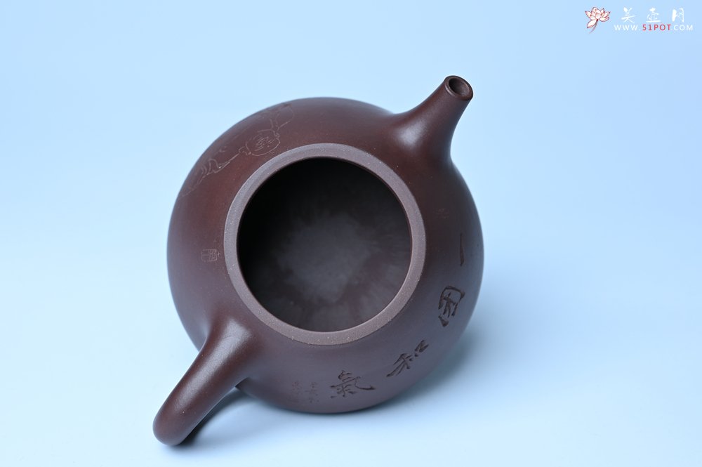 紫砂壶图片：油润底曹青 全手工景舟小石瓢 装饰人物 特文气 - 美壶网