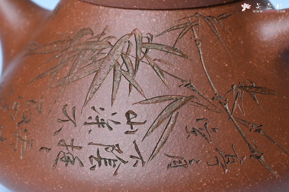 紫砂壶图片：潜力股周小培全手工降坡泥子冶石瓢 范小君徒杨志超装饰竹 特文气 - 美壶网