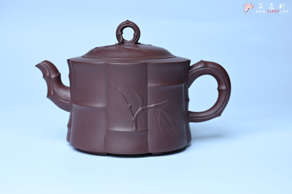 紫砂壶图片：美壶特惠 紫砂壶手工手制优质紫泥八段竹壶 茶人醉爱 - 美壶网
