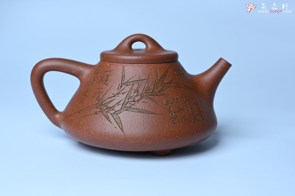 紫砂壶图片：潜力股周小培全手工降坡泥子冶石瓢 范小君徒杨志超装饰竹 特文气 - 美壶网
