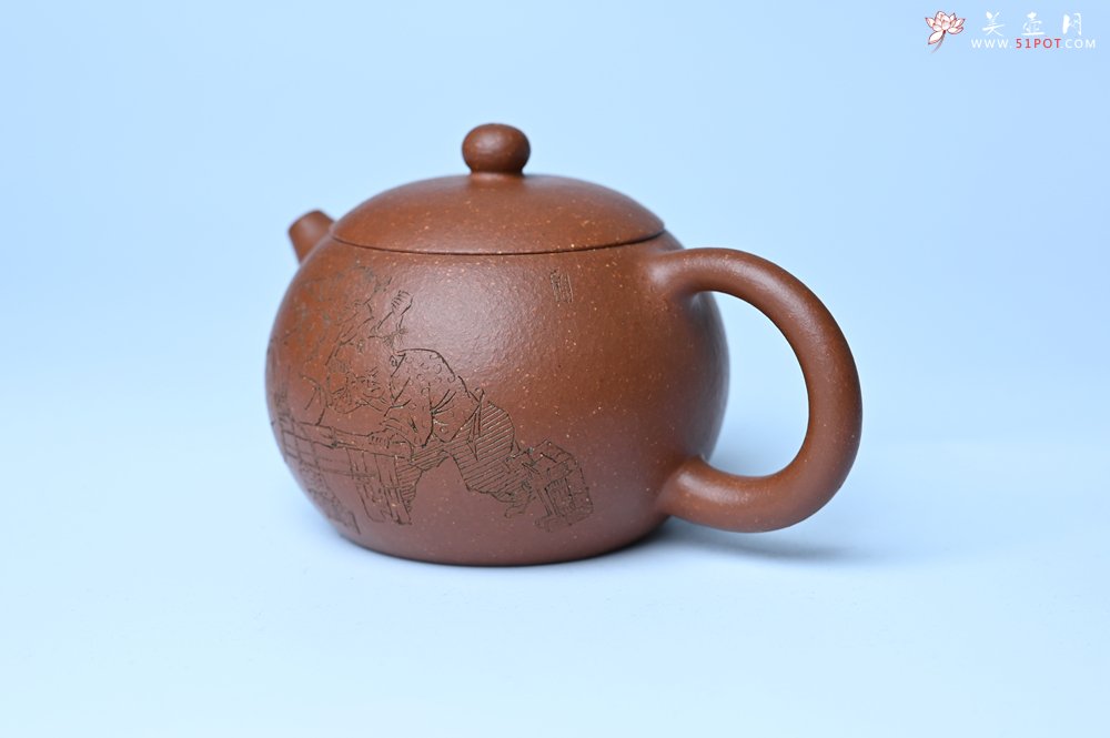 紫砂壶图片：油润降坡泥全手工小品西施壶  装饰童子图 天真无邪 - 美壶网