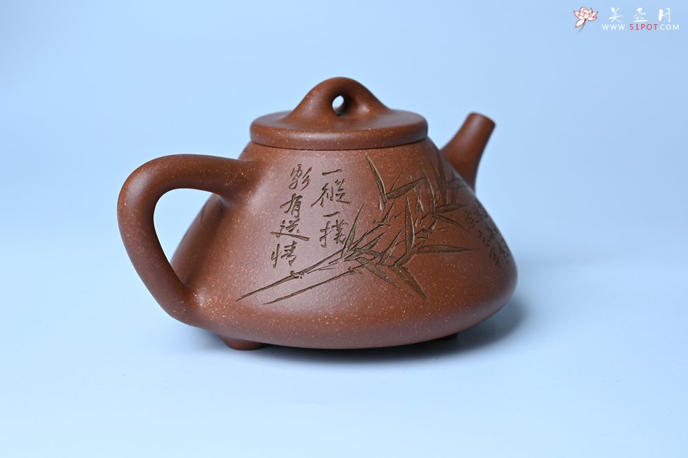 紫砂壶图片：潜力股周小培全手工降坡泥子冶石瓢 范小君徒杨志超装饰竹 特文气 - 美壶网