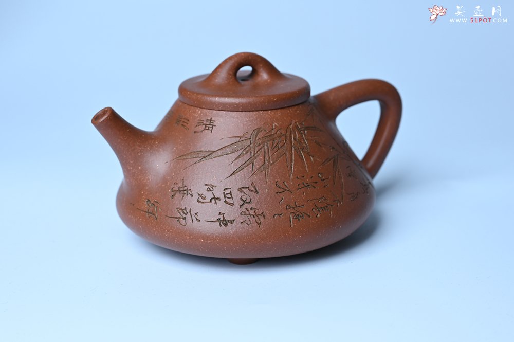 紫砂壶图片：潜力股周小培全手工降坡泥子冶石瓢 范小君徒杨志超装饰竹 特文气 - 美壶网