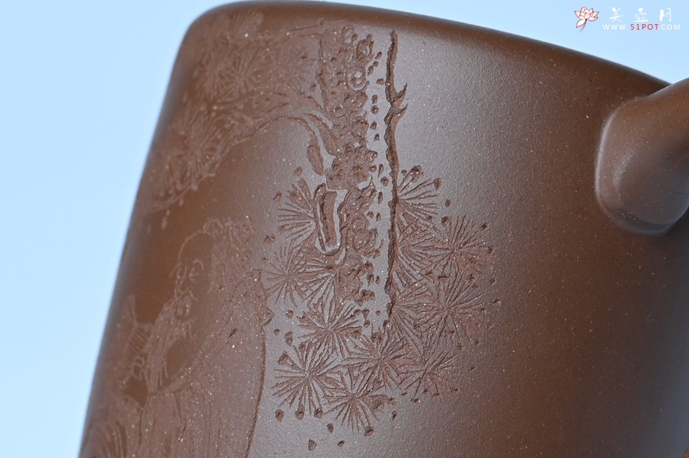 紫砂壶图片：美壶特惠 潜力股王静然 优质紫泥双圈壶 兴来每独往 胜事空自知 装饰文雅 - 美壶网