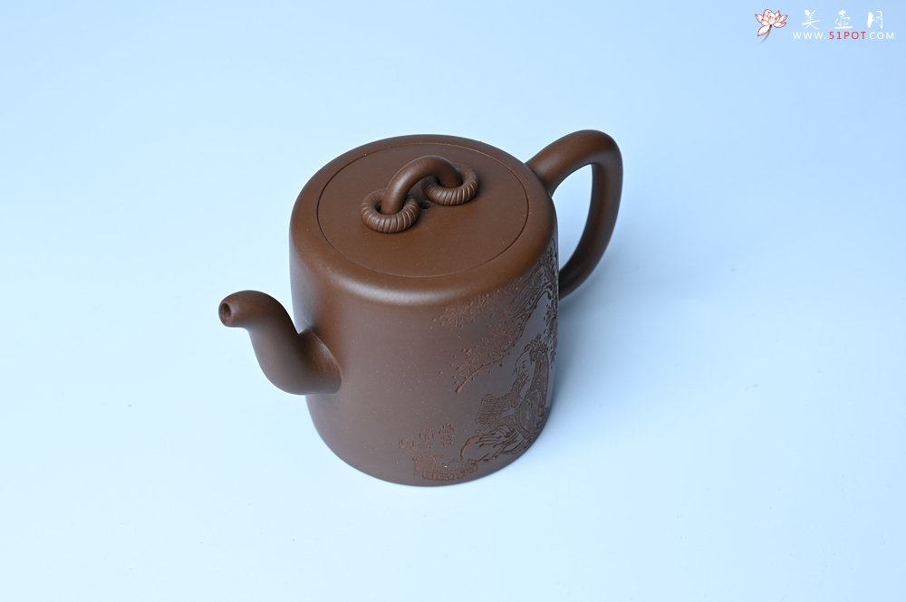 紫砂壶图片：美壶特惠 潜力股王静然 优质紫泥双圈壶 兴来每独往 胜事空自知 装饰文雅 - 美壶网