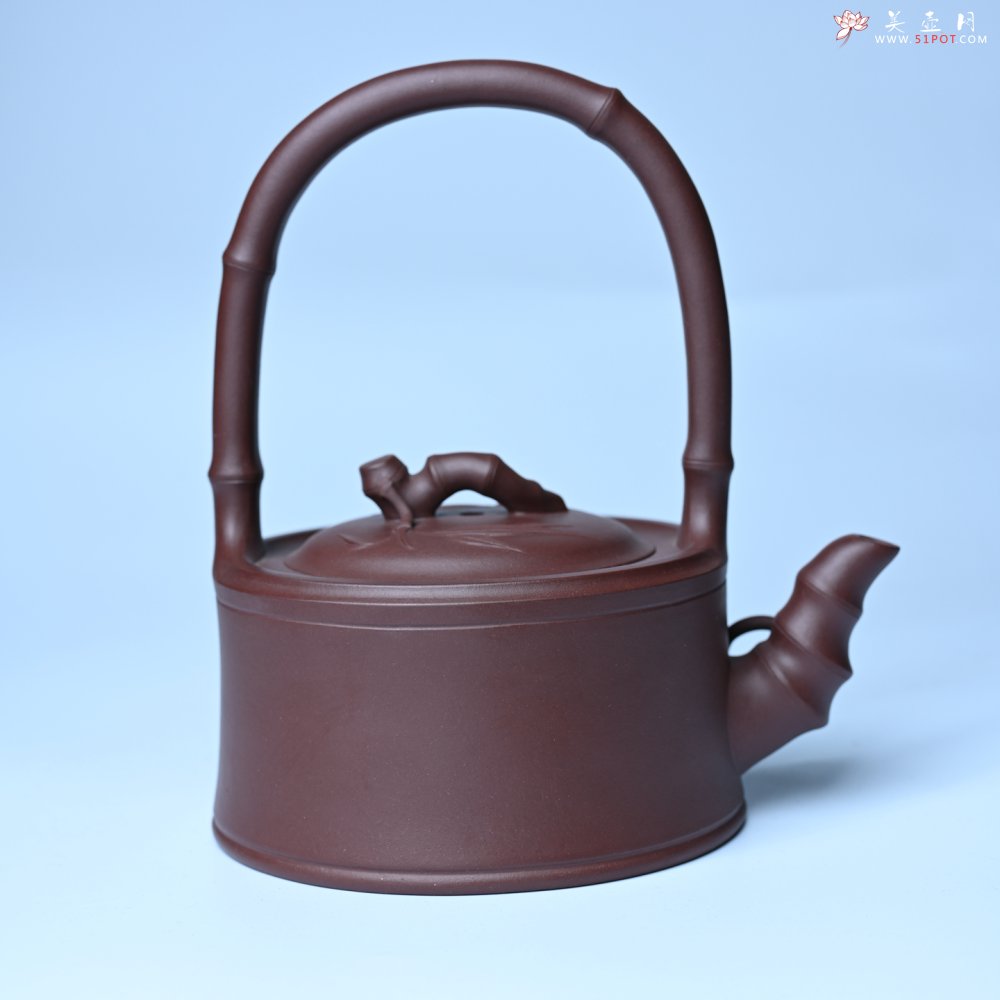 紫砂壶图片：美壶特惠紫砂壶手工手制紫泥竹段提梁壶 茶壶 茶具 单壶 - 美壶网