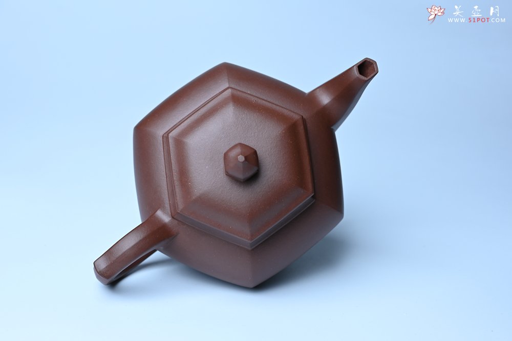 紫砂壶图片：实力派张海艳全手工六方笑樱壶 做工灰常精致 气韵流畅 - 美壶网