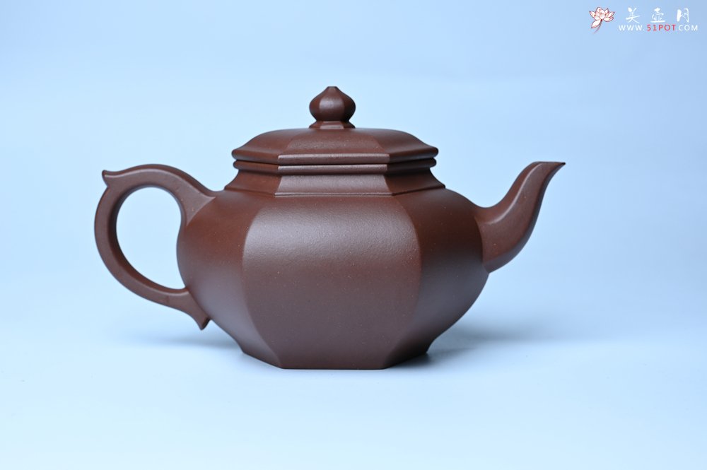 紫砂壶图片：实力派张海艳全手工六方笑樱壶 做工灰常精致 气韵流畅 - 美壶网