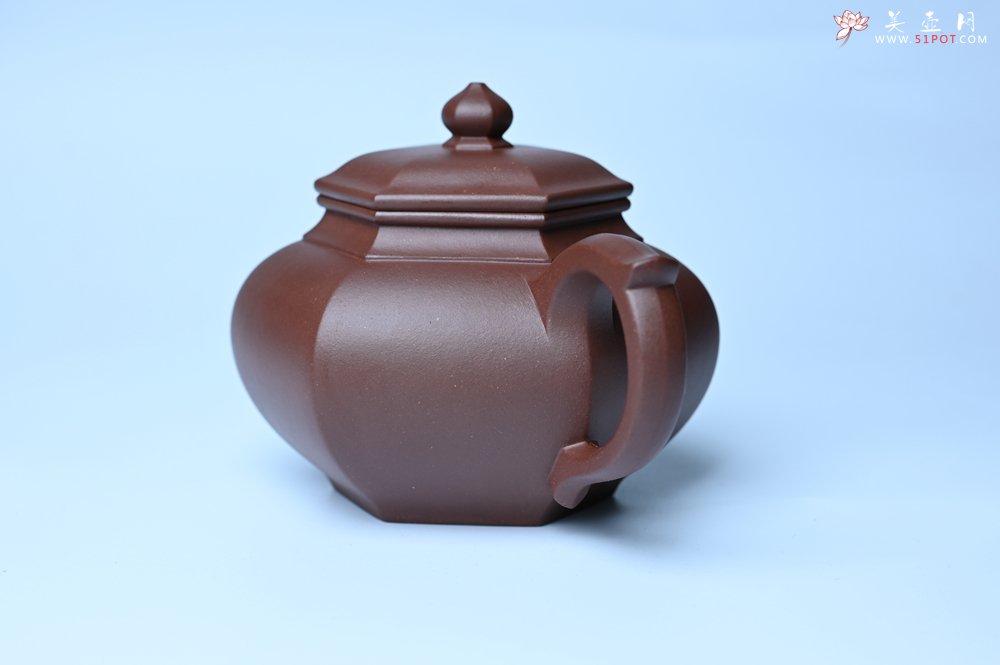 紫砂壶图片：实力派张海艳全手工六方笑樱壶 做工灰常精致 气韵流畅 - 美壶网