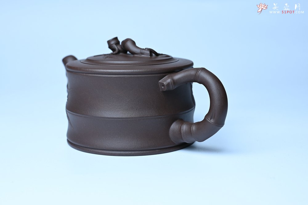 紫砂壶图片：美壶特惠 精致老紫泥可心竹段壶 茶人醉爱 - 美壶网