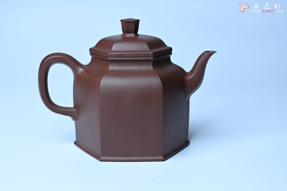 紫砂壶图片：美壶特惠 精致全手工六方金钟 泥料超好 - 美壶网