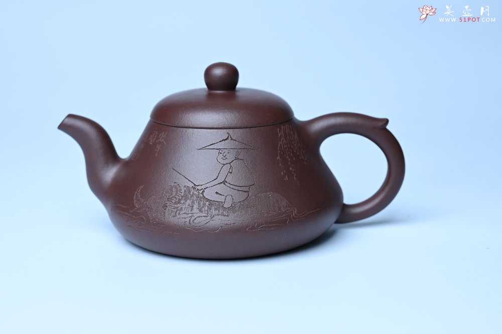 紫砂壶图片：潜力股周小培老师全手工底槽青缘德壶（借问酒家何处有）牧童遥指杏花村 期待与您结缘 - 美壶网