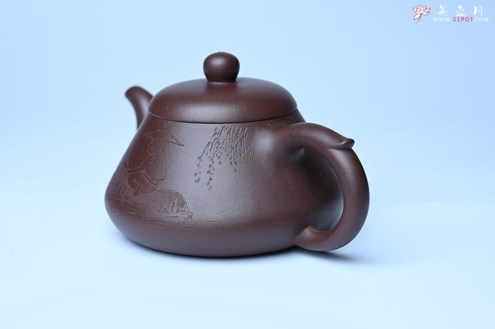 紫砂壶图片：潜力股周小培老师全手工底槽青缘德壶（借问酒家何处有）牧童遥指杏花村 期待与您结缘 - 美壶网