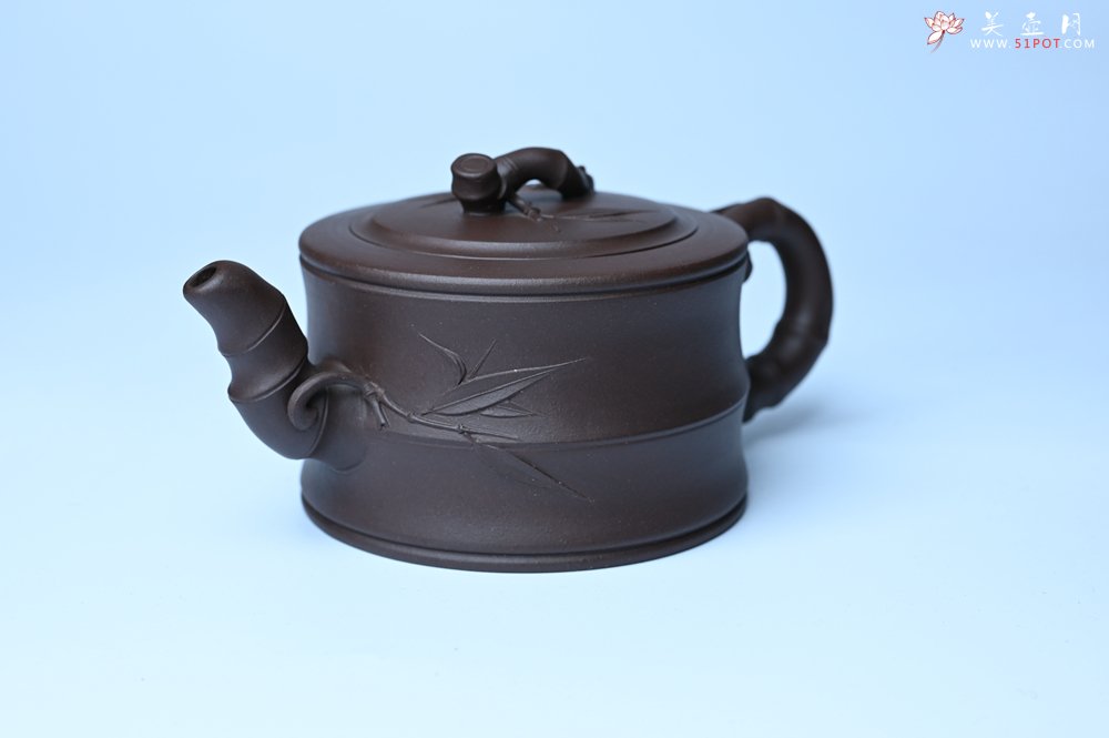 紫砂壶图片：美壶特惠 精致老紫泥可心竹段壶 茶人醉爱 - 美壶网