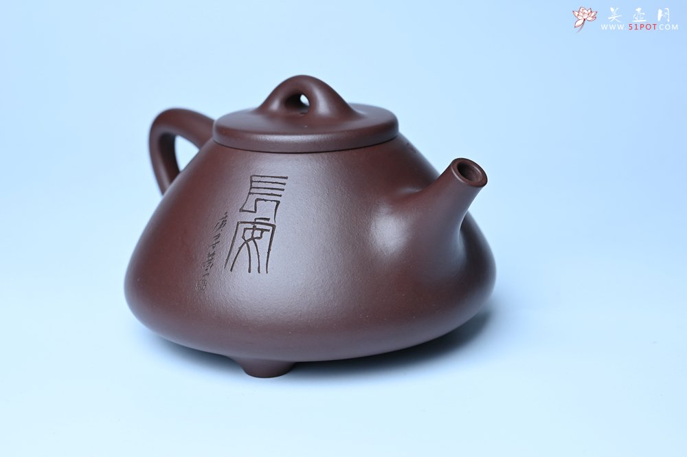 紫砂壶图片：特油润底曹青 全手工子冶石瓢 助工装饰菩萨坐骑瑞兽 - 美壶网