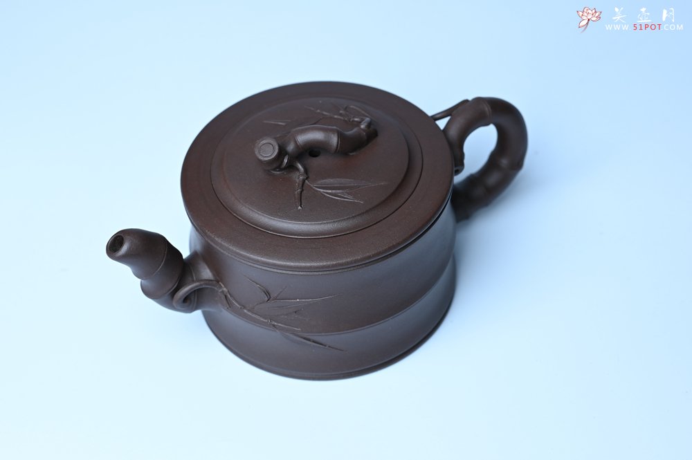 紫砂壶图片：美壶特惠 精致老紫泥可心竹段壶 茶人醉爱 - 美壶网