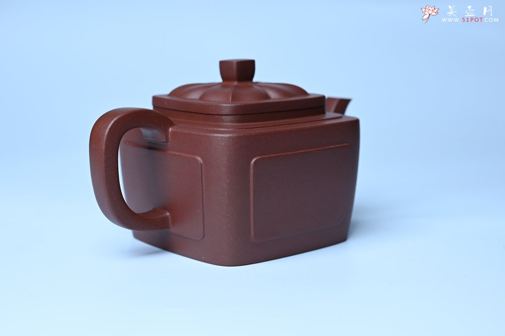 紫砂壶图片：美壶特惠 全手工优质紫红泥精致四方菱花壶 特文气 - 美壶网