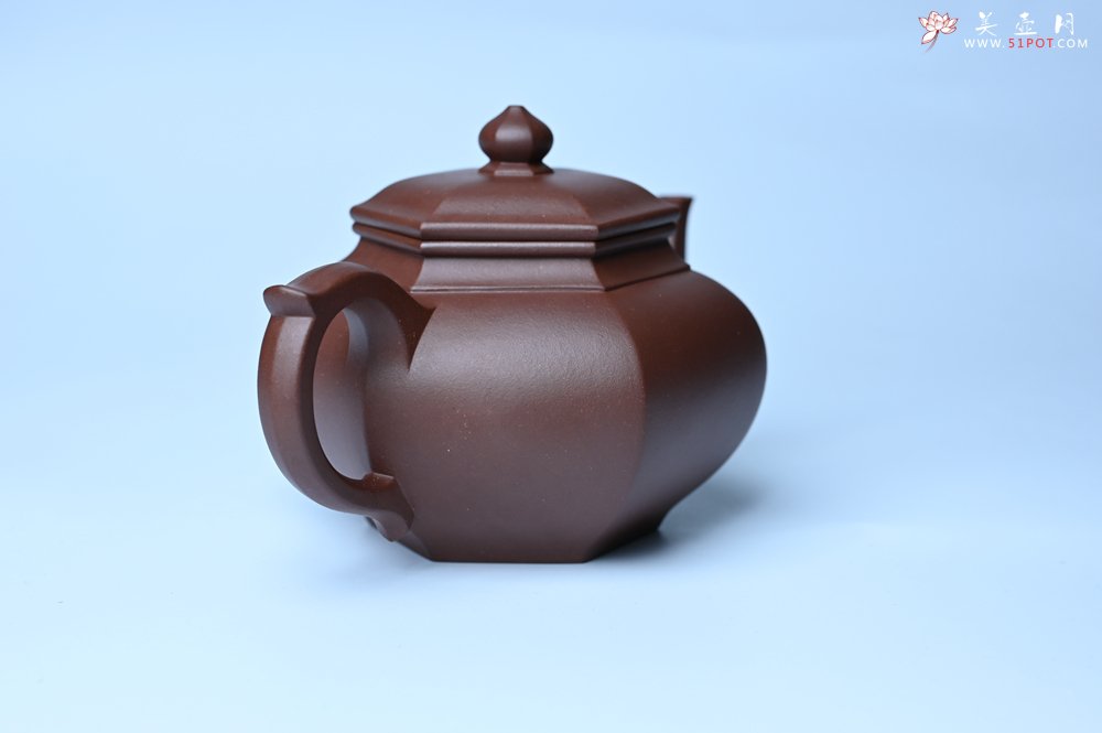紫砂壶图片：实力派张海艳全手工六方笑樱壶 做工灰常精致 气韵流畅 - 美壶网