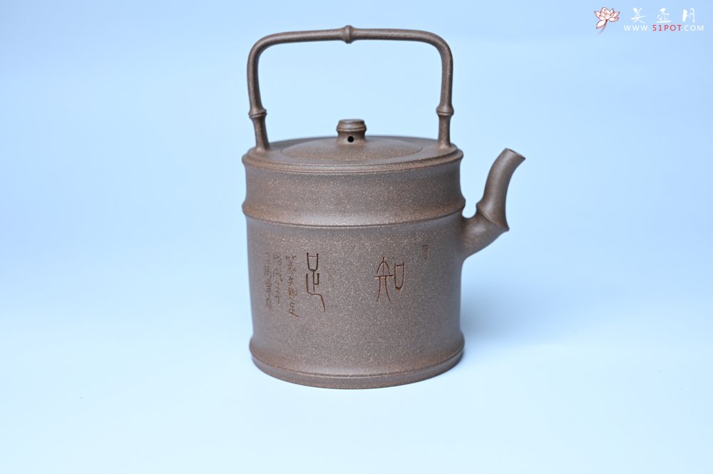 紫砂壶图片：美壶特惠 特好老段泥 精工知（知了）足（竹子）提梁 挺拔秀雅 - 美壶网