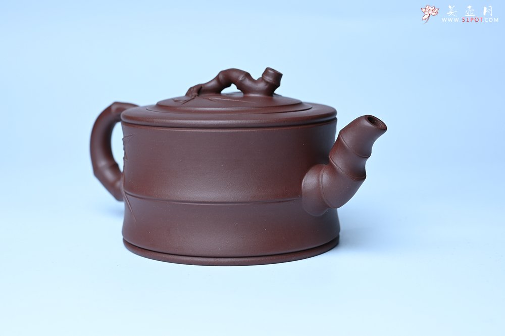 紫砂壶图片：美壶特惠 精致紫泥可心竹段壶 茶人醉爱 - 美壶网